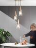 Ambientazione di Lampadario cascata dorata 3 coni ritmo elegante luminoso e compatto  44725