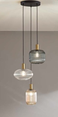 Lampadario eleganti trasparenze con fili e 3 luci a grappolo  43860