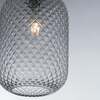 Particolare di Lampadario ovale squadrato vetro fum&egrave; grigio 20x35cm  42635