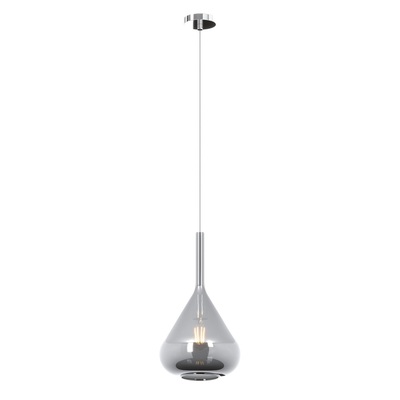 Lampadario design 1 luce E27 diffusore in vetro grigio fum&egrave; 1177CR/S1-FU KONA TOP LIGHT