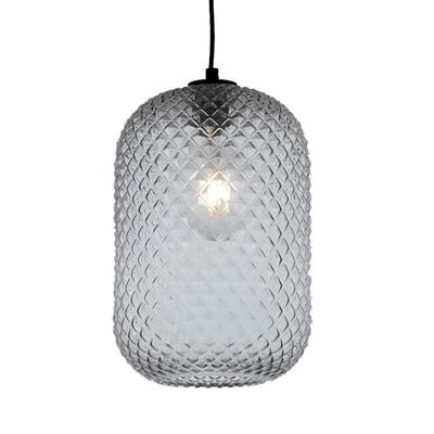 Lampadario ovale squadrato vetro fum&egrave; grigio 20x35cm 42635 LUCI MODERNE