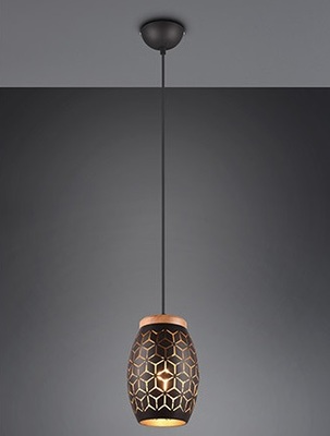 Lampadario intagli a sospensione singola in metallo nero e oro  41821