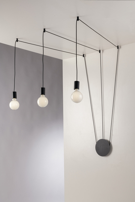 Lampada con attacco a parete o a soffitto nero a 3 luci con cavi a vista 39671 LUCI MODERNE