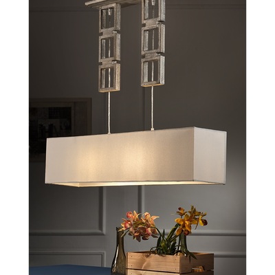 Lampadario in legno con paralume rettangolare naturalezza moderna 2xE27 43231 KIZAR LUCI MODERNE