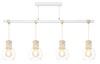 Altra foto Lampadario 4 luci bianco moderno con legno fili e griglie