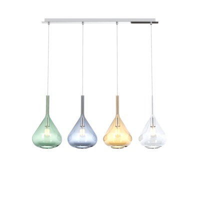 Lampadario lineare a 4 luci vetro ampolla colorato 1177CR/S4-R-MC TOP LIGHT