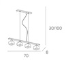 Misure Lampadario lineare vetri design quadro 4 lampadine