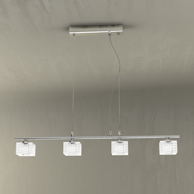 Lampadario lineare vetri design quadro 4 lampadine 1047/S4 TOP LIGHT