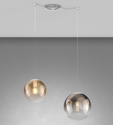 Lampadario a 2 sfere piccola e media con luci decentrabili E27 1194CR/S2-S-MIX-AB TOP LIGHT