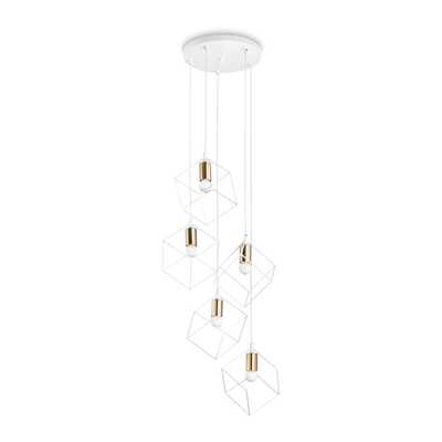 Lampadario bianco luminoso cubetti metallo ICE SP5 BIANCO IDEAL LUX