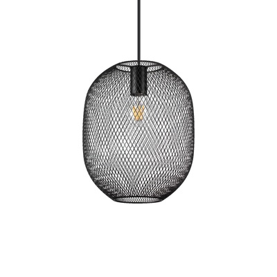 Lampadario Moderno Ovale Nero d24 sospensione Industrial a Trama Stretta NET SP1 D24 NERO IDEAL LUX
