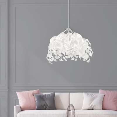 Lampadario moderno 38 cm design cascata foglie bianco plastica 41837 LEAVY LUCI MODERNE