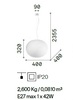 Particolare di Lampadario design ovale in vetro bianco COTTON SP1 D40 IDEAL LUX