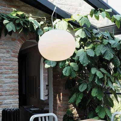 Lampadario design ovale in vetro bianco 40cm COTTON SP1 D40 IDEAL LUX