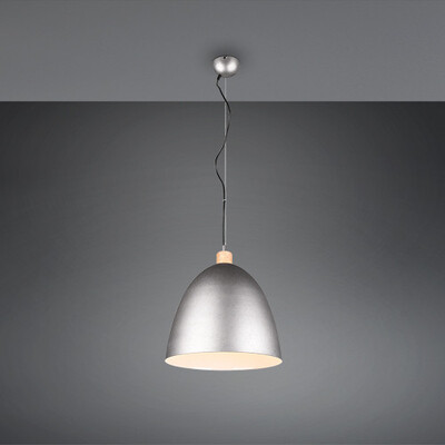 Cupola in metallo nickel antico e legno lampadario 40cm 41914 JAGGER LUCI MODERNE