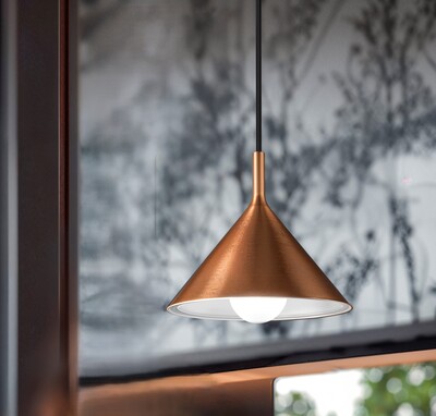 Lampadario in metallo ramato 30cm cono style  44410