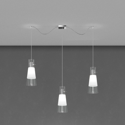 Lampadario decentrato 3 luci vetro conico 1079/S3-S TOP LIGHT
