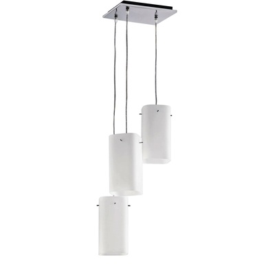Lampadario moderno compatto luminoso con fili a 3 luci vetro squadrato bianco 37073 LUCI MODERNE