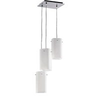 Lampadario moderno compatto luminoso con fili a 3 luci vetro squadrato bianco 37073 LUCI MODERNE