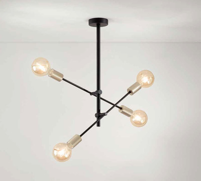 Lampadario 4 luci orientabili stile industrial lampadine a vista 6604N PERENZ