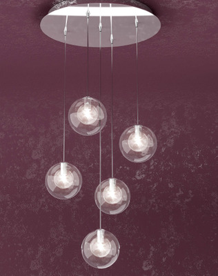 Lampadario 5 sfere trasparenti 1098/S5-TR TOP LIGHT