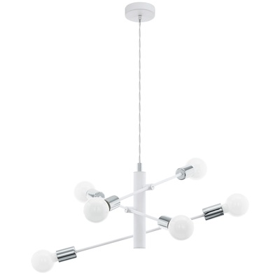 Lampadario moderno bianco 6 luci a vista orientabili bianco-cromo GRADOLI 98016 EGLO