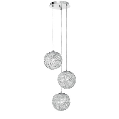 Lampadario a sospensione con 3 sfere in filo di alluminio a grappolo 39581 LUCI MODERNE