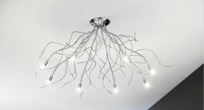 Lampadario moderno a soffitto o plafoniera 8 luci rami cromati  41745
