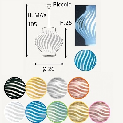 Lampadario vibrazioni cromatiche curve in acrilico colorato piccolo blu 26cm H25S/B LINEA ZERO