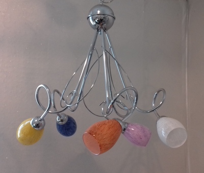 Lampadario vetri colorati 5 luci MIA/S5/COL DUE P