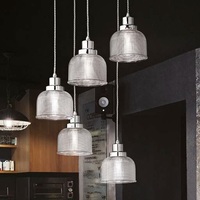 Lampadario moderno a grappolo a 5 luci con vetri trasparenti lavorati RUBY SP5 IDEAL LUX