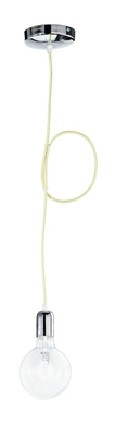 Lampada moderna a filo 1 luce con cavo giallo rosone cromato 39574 LUCI MODERNE