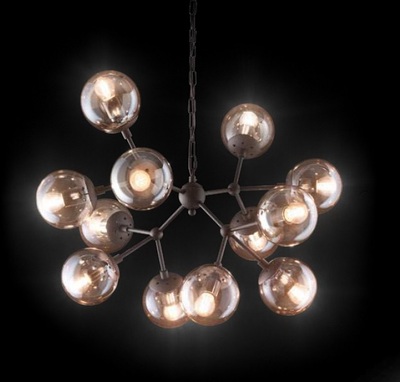 Lampadario moderno grappoli di sferette ambrate 12 luci KEPLER SP12 IDEAL LUX