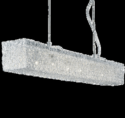 Lampadario moderno lineare in maglia metallica con 6 lampadine QUADRO SP6 IDEAL LUX