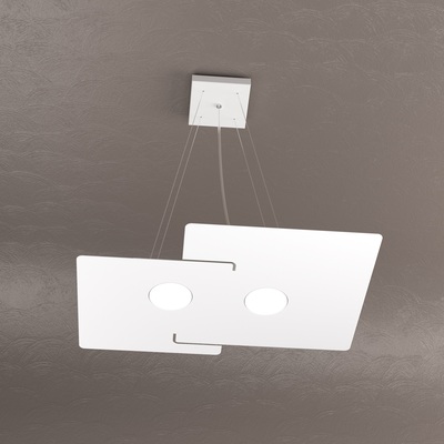 Lampadario moderno metallo bianco 2 luci forma piatta 1161/S2 ECHO TOP LIGHT