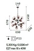 Immagine aggiuntiva di Lampadario moderno nero con catena e 18 sfere trasparenti ambrate KEPLER SP18