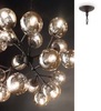 Ulteriore dettaglio di Lampadario moderno nero con catena e 18 sfere trasparenti ambrate KEPLER SP18