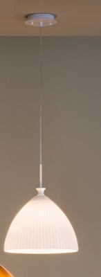 Lampadario moderno piccolo vetro bianco pliss&egrave; 28cm PL64281B VULCANO PLATINLUX