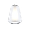 Lampadario cono vetro trasparente e bianco piccolo design impatto  43295
