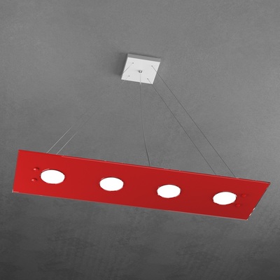 Lampadario rosso design rettangolare moderno cucina salotto lungo 4 luci 1141/S4-R-RO PATH TOP LIGHT