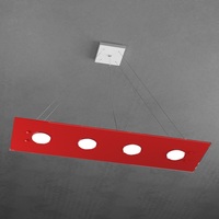 Lampadario rosso design rettangolare moderno cucina salotto lungo 4 luci 1141/S4-R-RO PATH TOP LIGHT