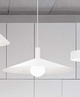Lampadario moderno a sospensione in metallo bianco diametro 60cm MIX UP SOSP CONO BIG BIANCO