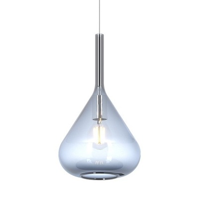 Lampadario moderno vetro ampolla piccolo blu trasparente E27 1177CR/S1-BL KONA TOP LIGHT