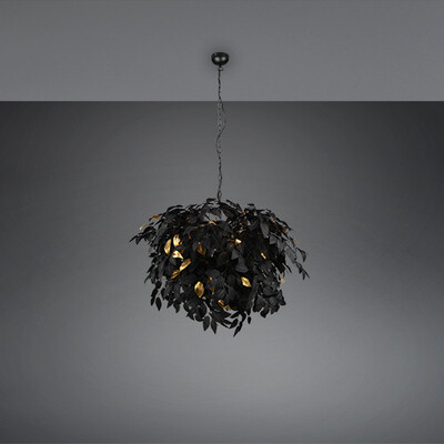 Lampadario a sospensione nero oro in acrilico cascata foglie 70cm 41905 LEAVY LUCI MODERNE