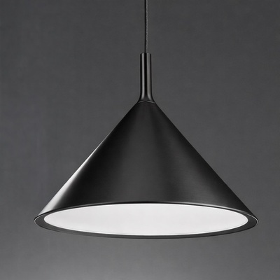 Lampadario a sospensione piatto nero cono grafico 40cm  44404