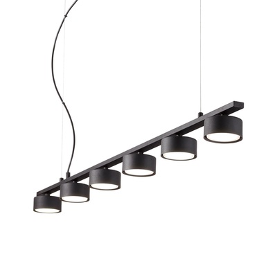 Lampadario moderno lungo 1,15 metri con cilindretti neri 6 lampadine sostituibili MINOR LINEAR SP6
