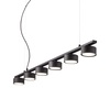 Lampadario moderno lungo 1,15 metri con cilindretti neri 6 lampadine sostituibili MINOR LINEAR SP6