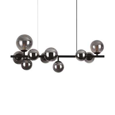 Lampadario lungo nero con 10 luci sfere fum&egrave; moderno PERLAGE SP10 FUME IDEAL LUX