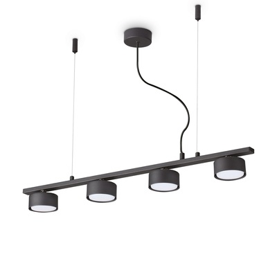 Lampadario moderno luci led fila lungo 75,5cm nero minimale lineare 4 luci cilindretti MINOR LINEAR