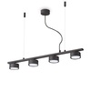 Lampadario moderno luci led fila lungo 75,5cm nero minimale lineare 4 luci cilindretti MINOR LINEAR